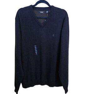 Izod NWT 2000 Natural Stretch Classic V Neck Navy Cotton Blend Sweater Size XL